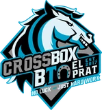Logotipo de CrossBox BT El Prat: caballo y herradura · No luck, just hard work